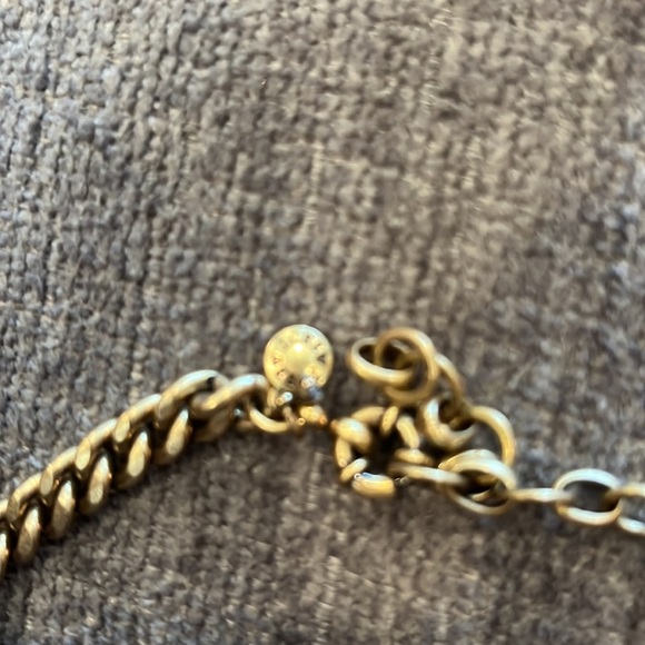 burnished gold tone salmon pink statement necklace J. Crew signed jewelry boho - Picture 2 of 3